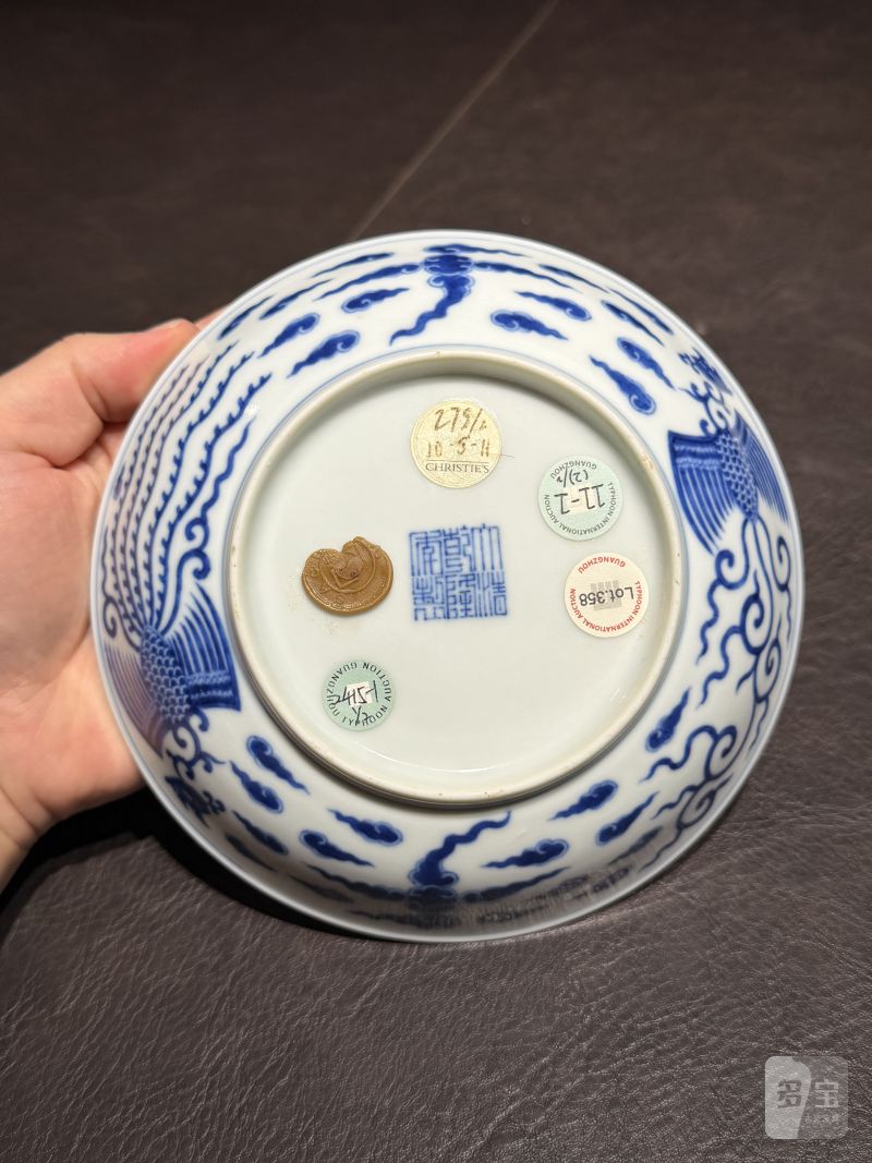 清乾隆 青花对头凤纹盘一对 - 图15